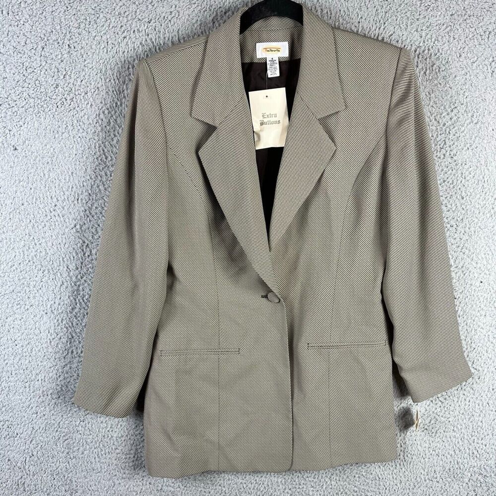 TALBOTS Blazer Womens 4 Striped One Button Single Breasted Lined Jacket